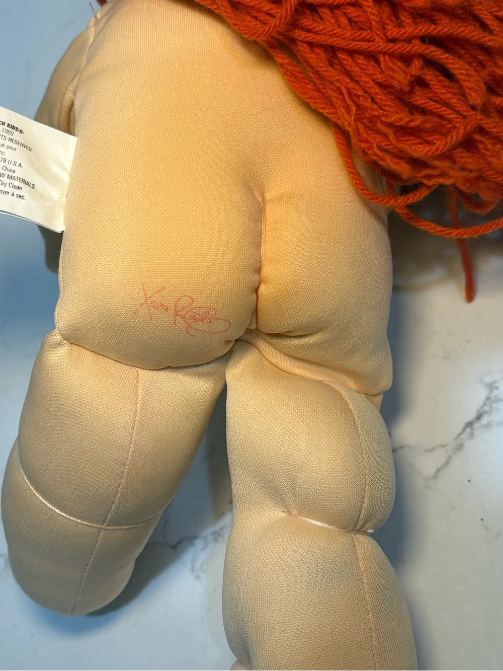 Vintage 1989 Cabbage Patch Doll Coleco Head Mold #20 Red Hair Blue Eyes Pjs